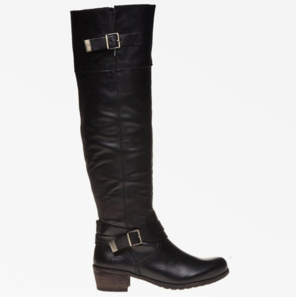 Ugg Bess Over the Knee Leather Riding Boots in Black Size 7.5 #480